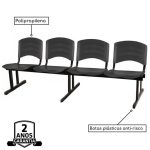 Cadeira Longarina PLASTICA 4 Lugares Cor Preto – POLLO MÓVEIS – 33095 - Imagem 2