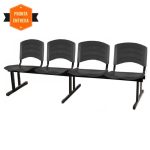 Cadeira Longarina PLASTICA 4 Lugares Cor Preto – POLLO MÓVEIS – 33095 - Imagem 3