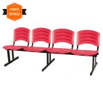 Cadeira Longarina PLASTICA 4 Lugares Cor Vermelho – POLLO MÓVEIS – 33096 - Imagem 2