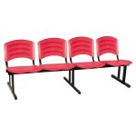 Cadeira Longarina PLASTICA 4 Lugares Cor Vermelho – POLLO MÓVEIS – 33096 - Imagem 4