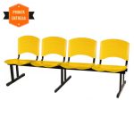 Cadeira Longarina PLÁSTICA 4 Lugares Cor Amarelo – POLLO MÓVEIS – 33097 - Imagem 2