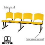 Cadeira Longarina PLÁSTICA 4 Lugares Cor Amarelo – POLLO MÓVEIS – 33097 - Imagem 3