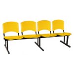 Cadeira Longarina PLÁSTICA 4 Lugares Cor Amarelo – POLLO MÓVEIS – 33097 - Imagem 4