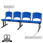 Cadeira Longarina PLASTICA 4 Lugares Cor Azul – POLLO MÓVEIS – 33098 - Imagem 2