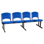 Cadeira Longarina PLASTICA 4 Lugares Cor Azul – POLLO MÓVEIS – 33098 - Imagem 4