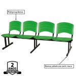 Cadeira Longarina PLÁSTICA 4 Lugares Cor Verde – POLLO MÓVEIS – 33099 - Imagem 2