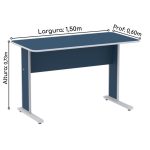 Mesa Escritório 1,50×0,60m s/ Gavetas – Cor Azul – JOB – 44075 - Imagem 2
