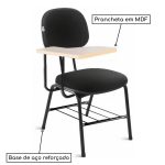Carteira Universitária Secretária Estofada c/ Grade – Corino Preto – MARTIFLEX – 32045 - Imagem 3