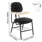 Carteira Universitária Secretária Estofada c/ Grade – Corino Preto – MARTIFLEX – 32045 - Imagem 4