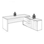 Mesa Diretorzinha c/ vidro c/ Aparador – Pé de MADEIRA – 1,90×1,50m – WORKSTART – MARSALA/PRETO – 23428 - Imagem 3