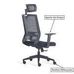 Cadeira Escritório Presidente Tela Berlim – Cor Preto – Pollo Móveis – 30050 - Imagem 3