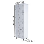 Armário Roupeiro de Aço c/ 08 Portas PEQUENAS – 1,95×0,62×0,40m – SA – CZ/CZ – 14002 - Imagem 3