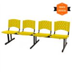 Cadeira Longarina PLÁSTICA 04 Lugares – Cor AMARELO – REALPLAST- 34070 - Imagem 3
