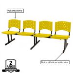 Cadeira Longarina PLÁSTICA 04 Lugares – Cor AMARELO – REALPLAST- 34070 - Imagem 2