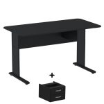 Mesa Escritório 1,50×0,60m c/ Gavetas – MAXXI – Cor Preto – 44093