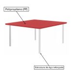 Conjunto Quadrado c/ 04 Cadeiras COR VERMELHO – TAMPO PLÁSTICO – 02 a 06 Anos – INFANTIL – MRPLAST– 44001 - Imagem 2