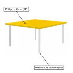 Conjunto Quadrado c/ 04 Cadeiras COR AMARELO – TAMPO PLÁSTICO – 02 a 06 Anos – INFANTIL – MRPLAST – 44002 - Imagem 2