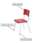 Conjunto Quadrado c/ 04 Cadeiras COR VERMELHO – TAMPO PLÁSTICO – 06 a 09 Anos – JUVENIL – REALPLAST – 44007 - Imagem 3