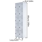 Armário Roupeiro de Aço c/ 10 Portas PEQUENAS – 1,95×0,62×0,40m – SA – CZ/CZ – 14010 - Imagem 2