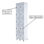 Armário Roupeiro de Aço c/ 10 Portas PEQUENAS – 1,95×0,62×0,40m – SA – CZ/CZ – 14010 - Imagem 3
