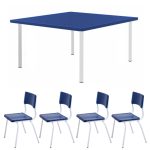 Conjunto Quadrado c/ 04 Cadeiras COR AZUL – TAMPO PLÁSTICO – 02 a 06 Anos – INFANTIL – MRPLAST – 44000 - Imagem 6
