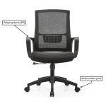 Cadeira de Escritório Presidente tela ALTEN Giratória – Cor Preto – 30062 - Imagem 2