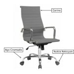 Cadeira PRESIDENTE Charles Eames Esteirinha – COR CINZA – Pollo Móveis – 32881 - Imagem 2