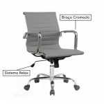 Cadeira DIRETOR Charles Eames Esteirinha – Cor CINZA – Pollo Móveis – 32880 - Imagem 2