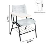 Cadeira Universitária Plástica Prancheta MDF – COR BRANCO – MRPLAST – 34030 - Imagem 2