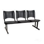 Cadeira Longarina Plástica 03 Lugares – Cor Preto – MRPLAST – 34200 - Imagem 2