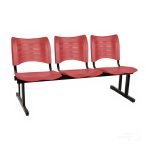 Cadeira Longarina Plástica 03 Lugares – Cor Vermelho – MRPLAST – 34203 - Imagem 2