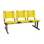 Cadeira Longarina Plastica 03 Lugares – Cor Amarelo – Pollo Móveis – 34204 - Imagem 3