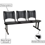 Cadeira Longarina Plástica 03 Lugares – Cor Preto – MRPLAST – 34200 - Imagem 3