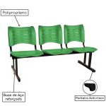 Cadeira Longarina Plástica 03 Lugares – Cor Verde – MRPLAST – 34202 - Imagem 3
