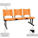 Cadeira Longarina Plástica 03 Lugares – Cor Laranja – MRPLAST – 34205 - Imagem 3