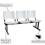 Cadeira Longarina Plástica 03 Lugares – Cor Branco – MRPLAST – 34206 - Imagem 3