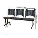 Cadeira Longarina Plástica 03 Lugares – Cor Preto – MRPLAST – 34200 - Imagem 4