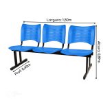 Cadeira Longarina Plástica 03 Lugares – Cor Azul – MRPLAST- 34201 - Imagem 4
