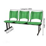 Cadeira Longarina Plástica 03 Lugares – Cor Verde – MRPLAST – 34202 - Imagem 4