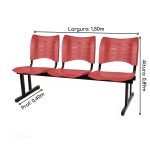 Cadeira Longarina Plástica 03 Lugares – Cor Vermelho – MRPLAST – 34203 - Imagem 4