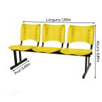 Cadeira Longarina Plastica 03 Lugares – Cor Amarelo – Pollo Móveis – 34204 - Imagem 2