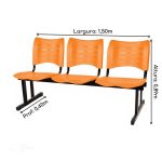 Cadeira Longarina Plástica 03 Lugares – Cor Laranja – MRPLAST – 34205 - Imagem 4