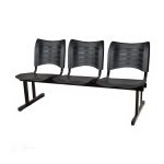 Cadeira Longarina Plástica 03 Lugares – Cor Preto – MRPLAST – 34200