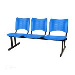 Cadeira Longarina Plástica 03 Lugares – Cor Azul – MRPLAST- 34201