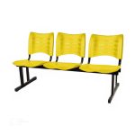 Cadeira Longarina Plastica 03 Lugares – Cor Amarelo – Pollo Móveis – 34204