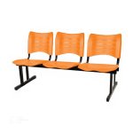 Cadeira Longarina Plástica 03 Lugares – Cor Laranja – MRPLAST – 34205