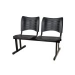 Cadeira Longarina Plástica 02 Lugares – Cor Preto – MRPLAST- 34213