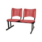 Cadeira Longarina Plástica 02 Lugares – Cor Vermelho – MRPLAST – 34210