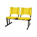 Cadeira Longarina Plástica 02 Lugares – Cor Amarelo – MRPLAST – 34209