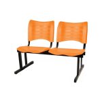 Cadeira Longarina Plástica 02 Lugares – Cor Laranja – MRPLAST – 34208